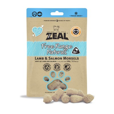 Zeal - 紐西蘭無榖物冷凍脫水羊肉+三文魚 100g (狗零食/貓零食)