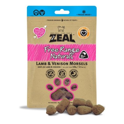 Zeal - 紐西蘭無榖物冷凍脫水羊+鹿純肉 100g (狗零食/貓零食)