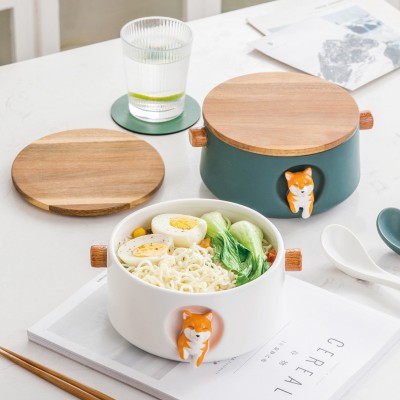卡通立體柴犬陶瓷碗連匙羹禮品套裝