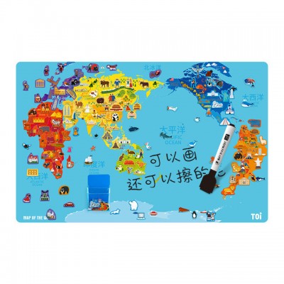 TOI - 可畫可擦益智世界地圖磁力拼圖牆貼 (3歲+)